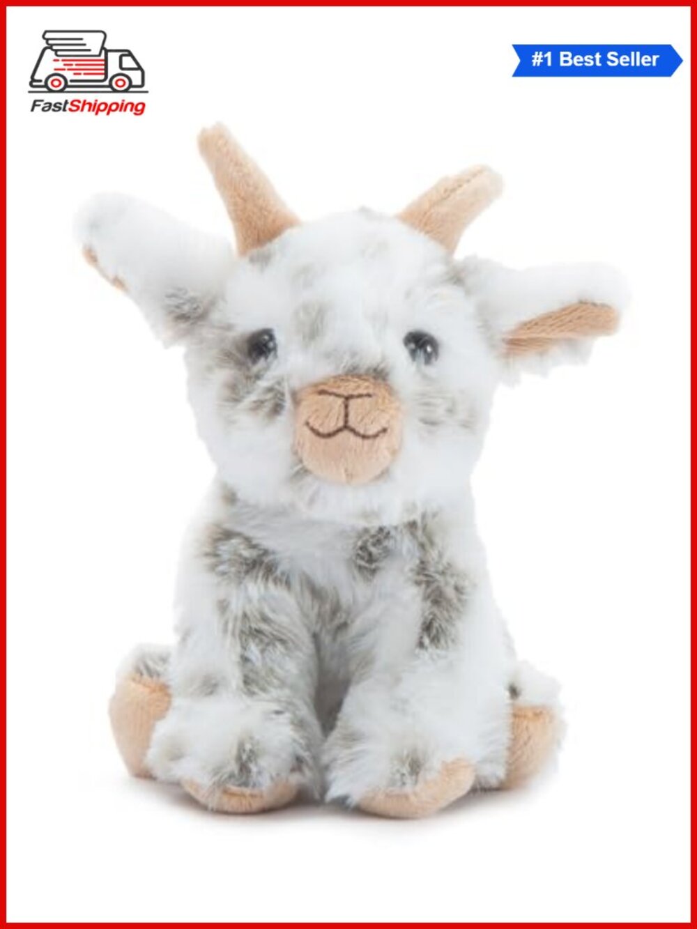Goat Stuffed Animal Plushie Realistic Toy with Horns Floppy Ears